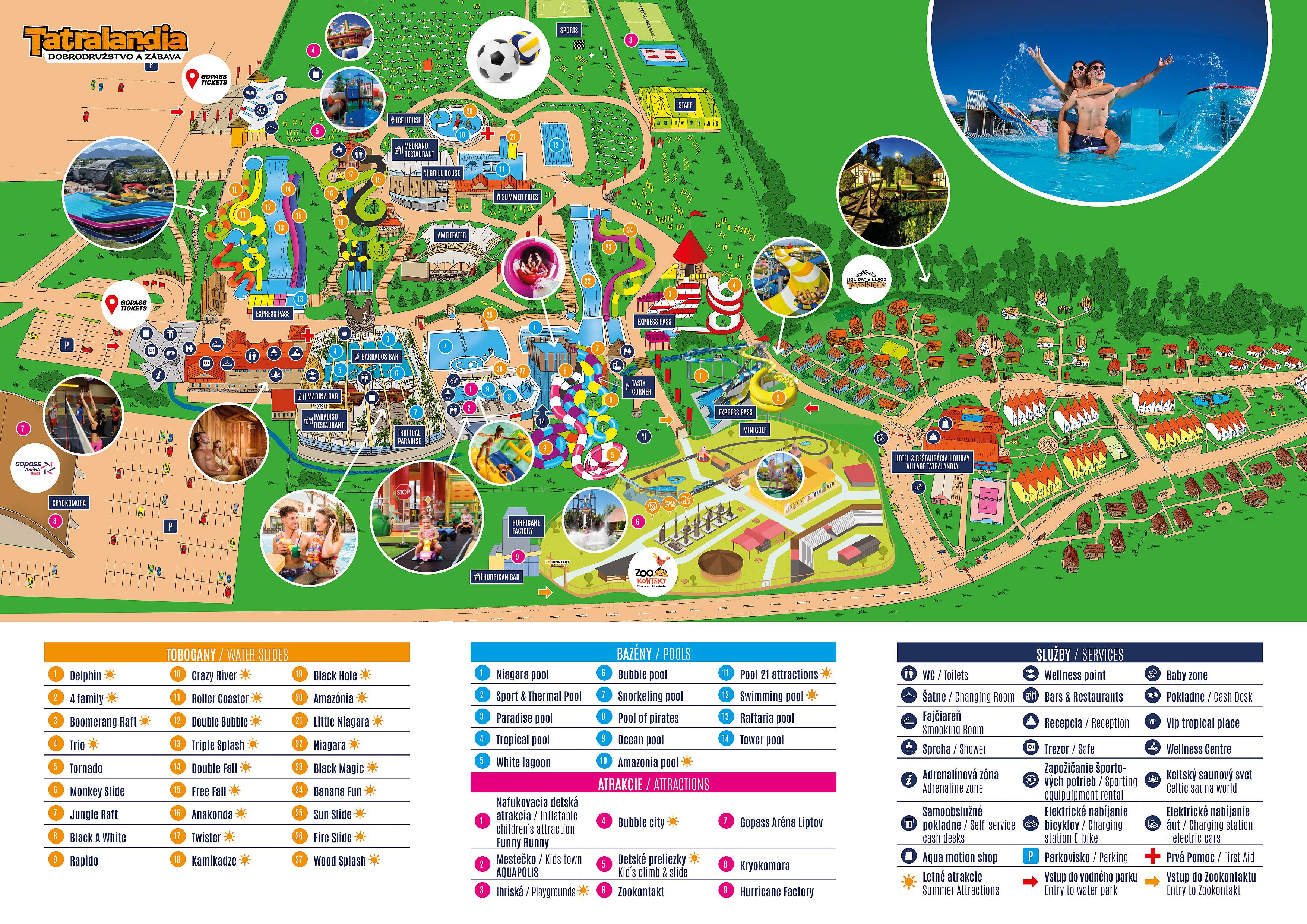 Mapa Aquapark Tatralandia